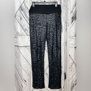 JULIAN CHANG Sequin Pants Pull-on Black Size L